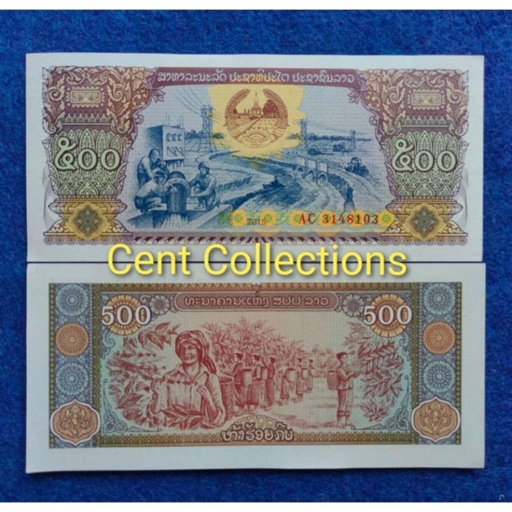 uang asing kuno LAOS 500 KIP