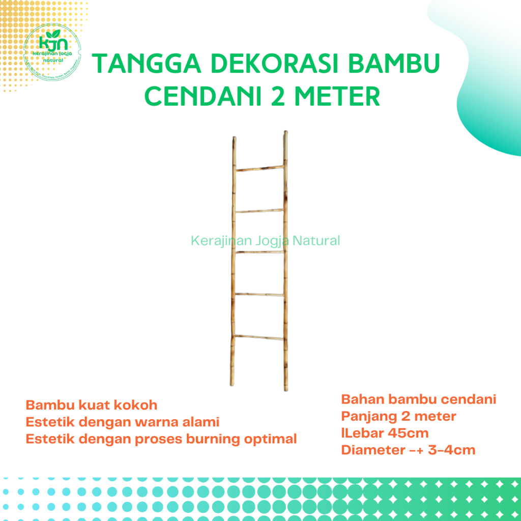 Ladder Hanger Tangga Bambu Cendani Tanpa Perlu Rakit Tangga Dekoratif Tangga Rak Tinggi 200cm Antik 
