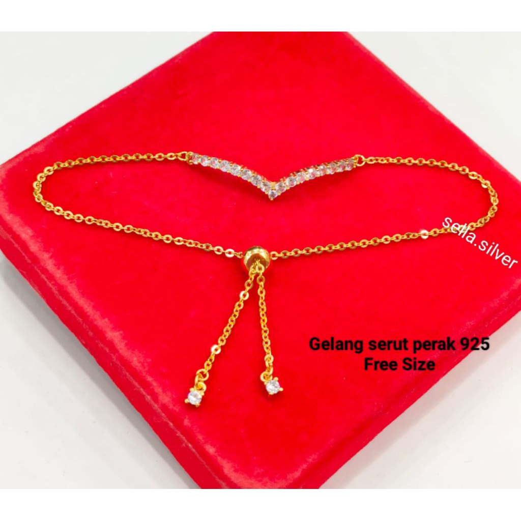 Gelang Perak 925 Asli Lapis Emas Model Gelang Serut Fuji