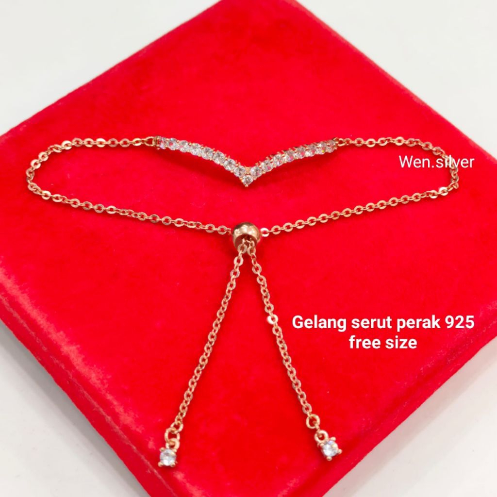 Gelang Perak 925 Asli Lapis Emas Model Gelang Serut Fuji