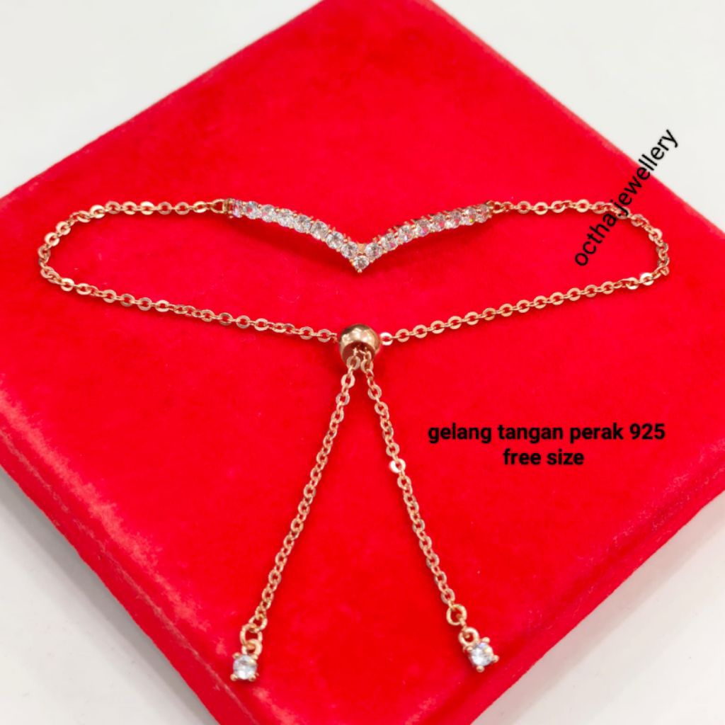 Gelang Perak Asli 925 Lapis Emas Model Gelang Serut Fuji