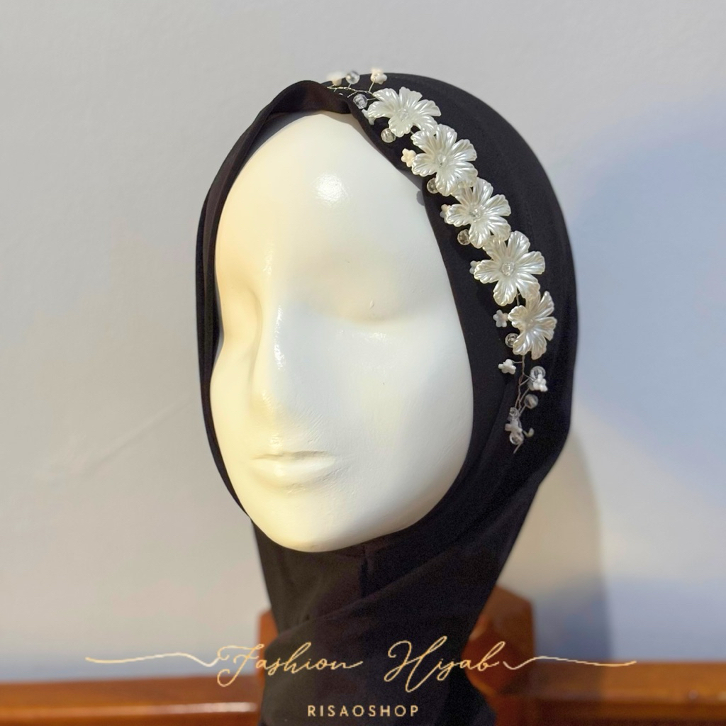 Headpiece | bando | bandana manik manik |tiara rambut | hiasan kepala |hijab | jilbab | kawat besi l