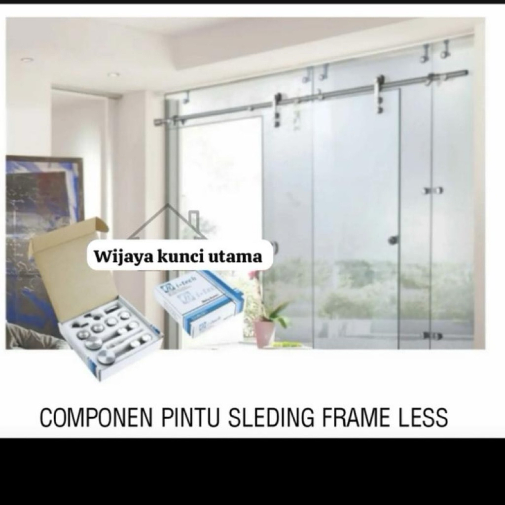 Compenen pintu sleding kaca frameless glass door pintu kaca geser pintu kaca geser