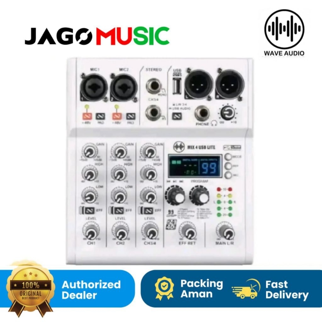 Wave Audio MIX4USB LITE Personal Monitor Mini Mixer MIX 4USB LITE Digital Mixer Bluetooth