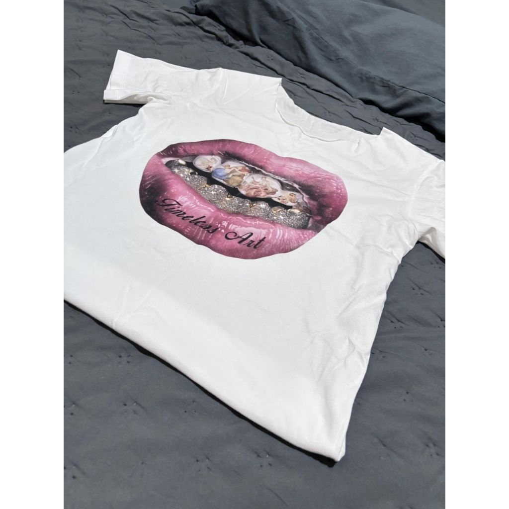 One Shoulder Top / Tshirt Blue Smurf / Atasan Kaos Wanita Off Shoulder