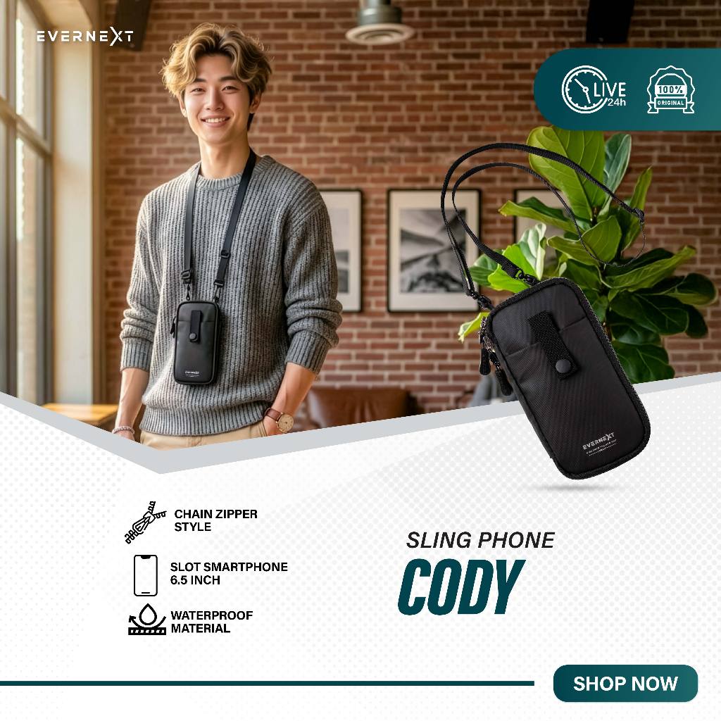Evernext - Sling Phone Pria Tas Gantung Leher Pria Tas Selempang Mini Pria Waterproof - Cody