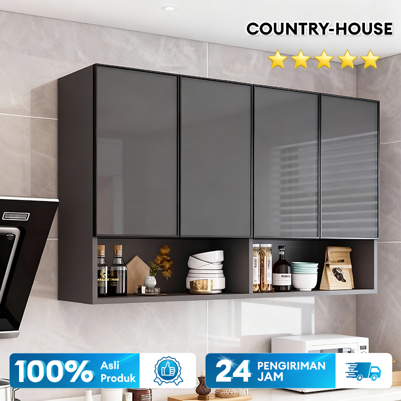 COUNTRY-HOUSE Lemari Dinding Aluminium Dapur Lemari Penyimpanan Hemat Ruang Anti-Air Rak Atas Dapur