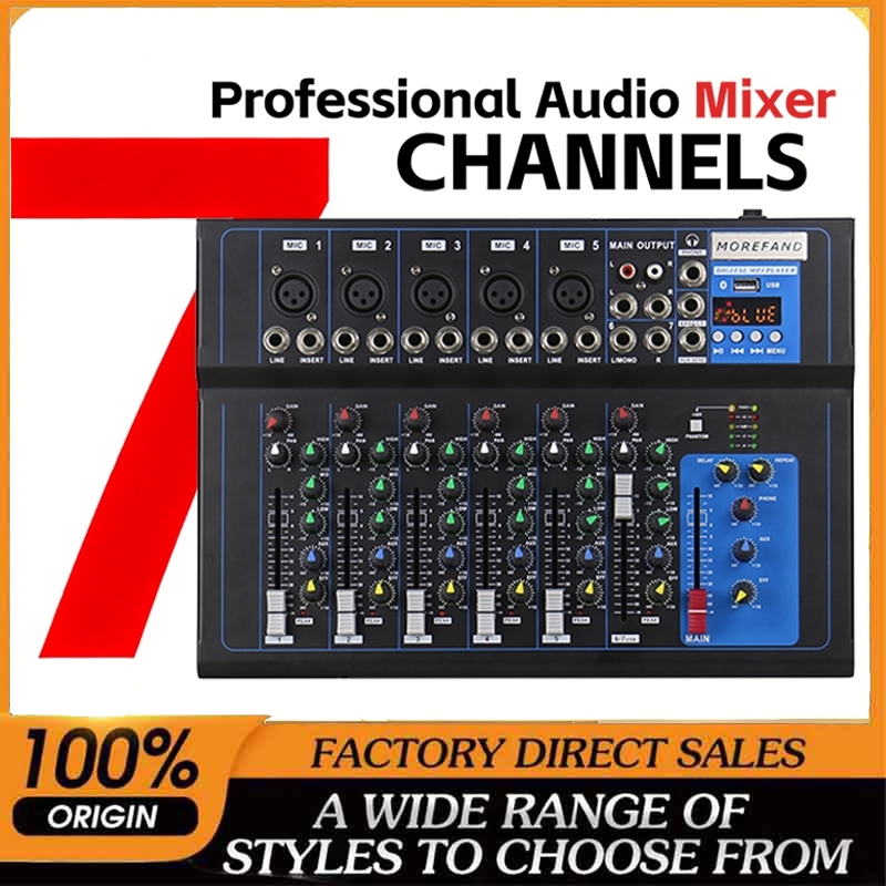 COD MOREFAND F4/F7 mixer audio 4 channel 12V Mixer Audio 7-CH mendukung USB/Electro Bluetooth 48v Ph
