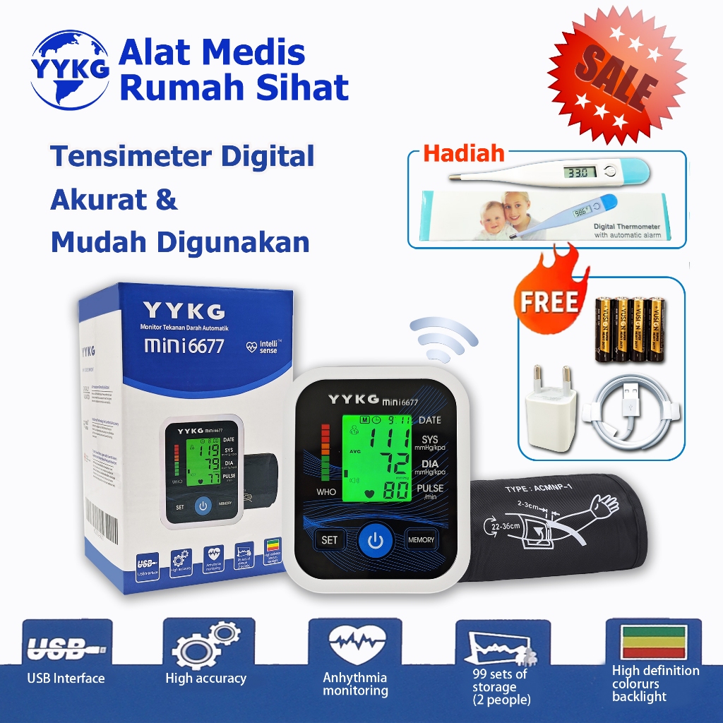 YYKG Tensimeter Digital Akurat Untuk-Alat Cek Tensi Darah Digital Otomatis-Akurat & Mudah Digunakan