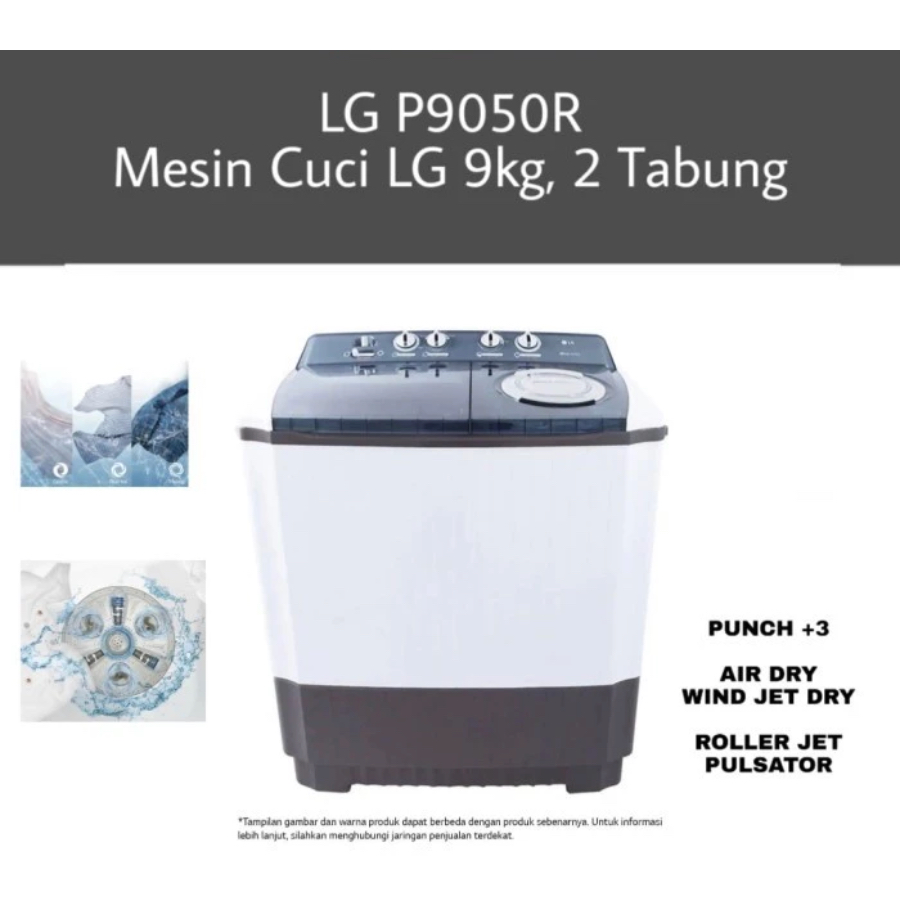 Mesin cuci LG - P9050R | MESIN CUCI LG P9050R 2 TABUNG 9Kg NEW MODEL