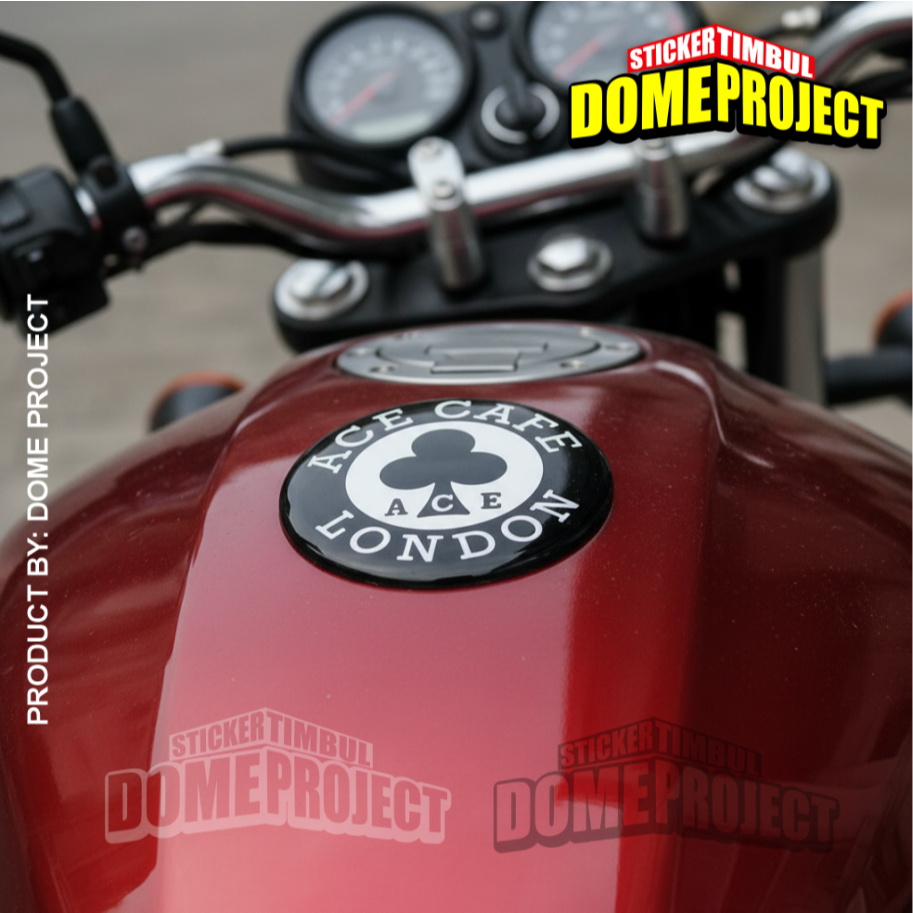 STIKER MOTOR TIMBUL EMBLEM ACE CAFE LONDON LENTUR STICKER MOTOR