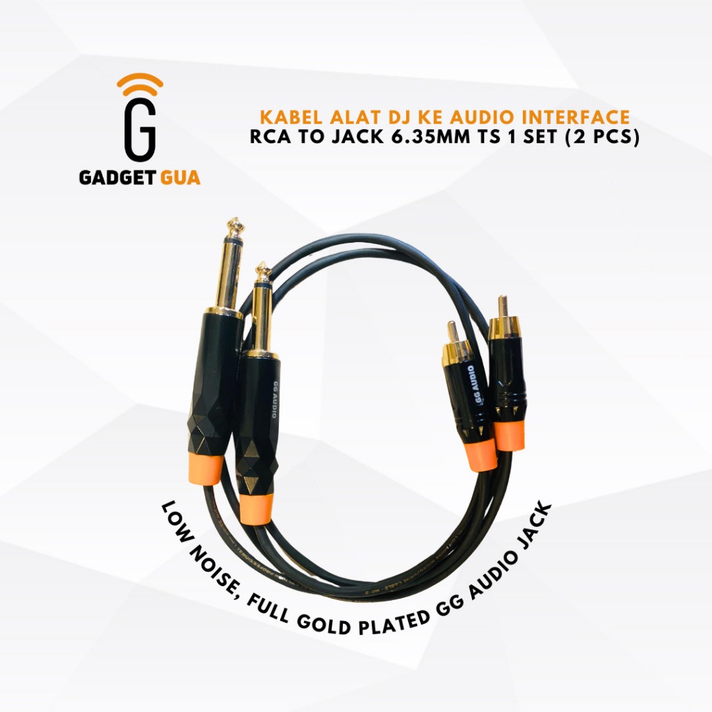 KABEL MAIN OUT ALAT DJ KE AUDIO INTERFACE RCA TO JACK 6.35MM TS 1 SET (2PCS)