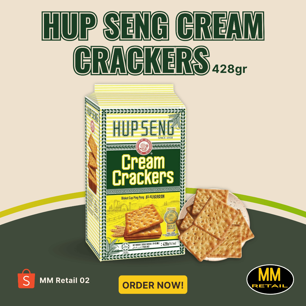 Hup Seng Cream Crackers Original 428gr | Biskuit Gurih Renyah