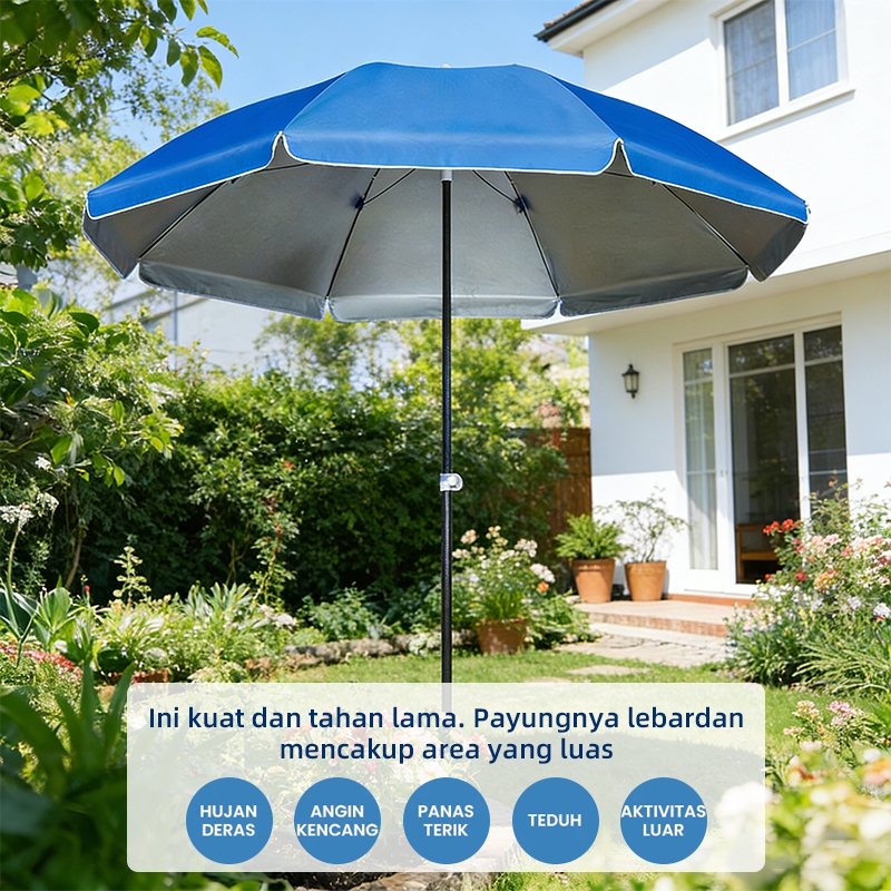 Mehaa Payung Taman Outdoor Besar UPF 50+ Anti Air 2.4m Payung Pantai Payung Teras Meja