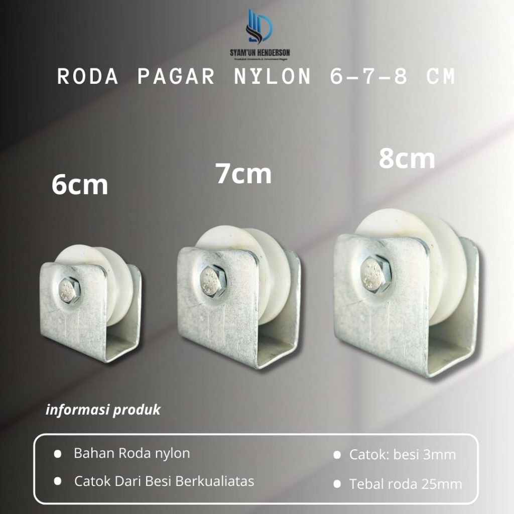 (ORIGINAL) Roda Nylon Ukuran 6cm - 7cm - 8cm | Roda Nilon Anti Brisik - Roda Pagar Nylon/nilon