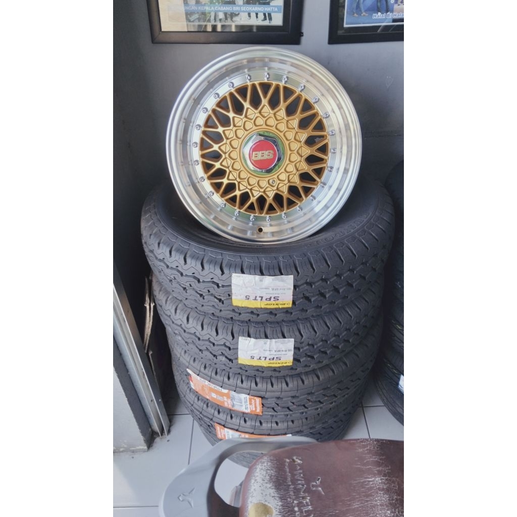 Velg baru BBS RS Gold Lip  R 15 celong Polish Chrome Rivets