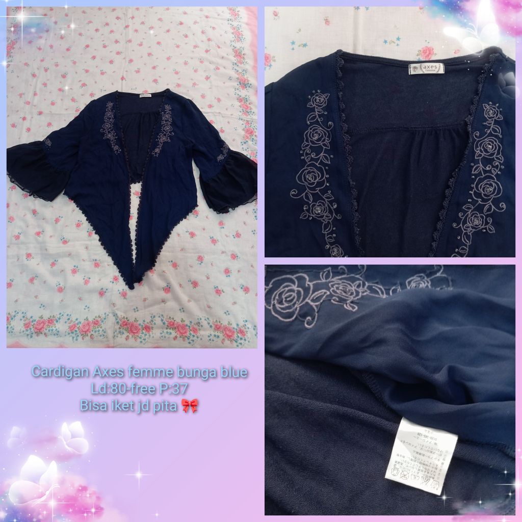 Cardigan Axes Femme bunga blue