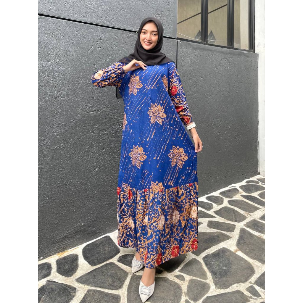 Gamis Tasya Katun Rayon Batik Cap