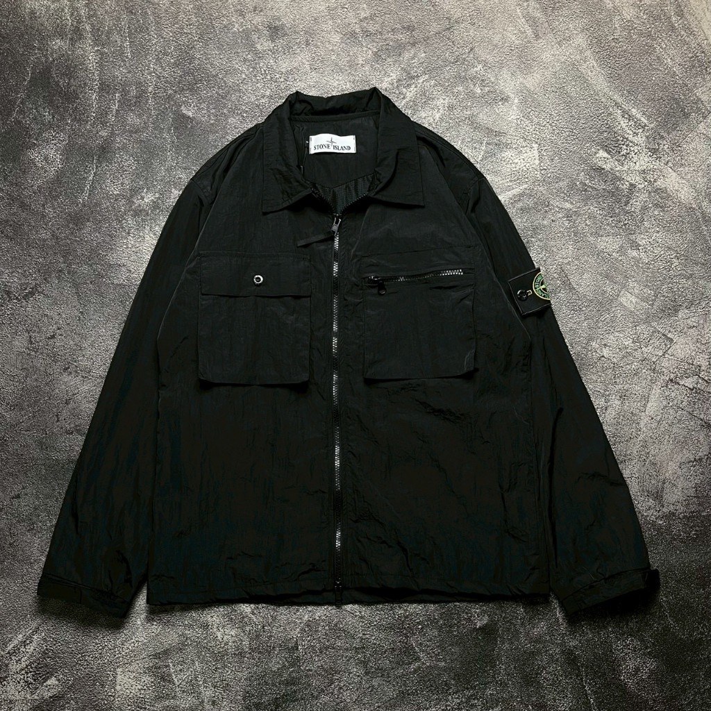 OVERSHIRT JACKET CRINKLE CASUAL SI BLACK