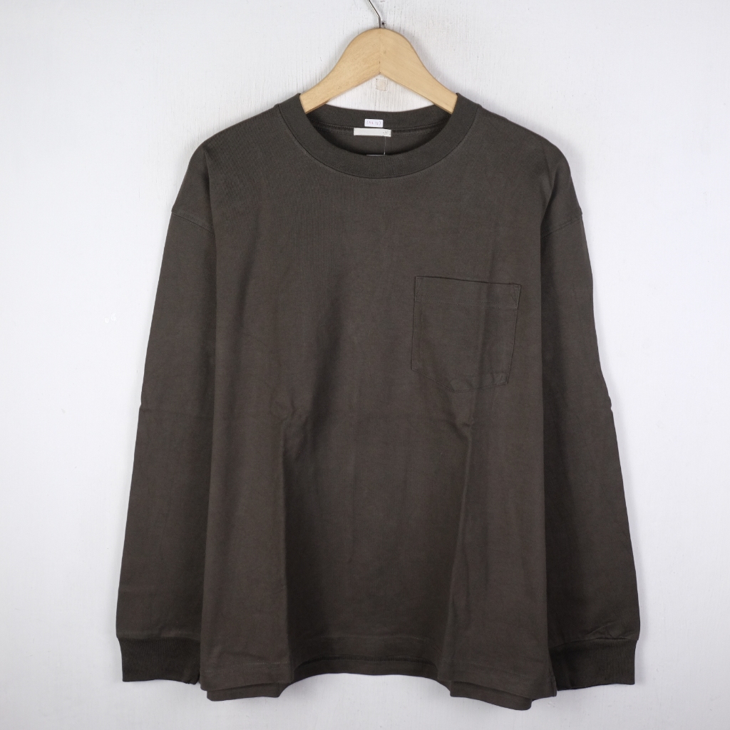 KAOS LENGAN PANJANG GU BY UNIQLO POCKET BASIC LONG SLEEVE TSHIRT AIR75 SIZE M