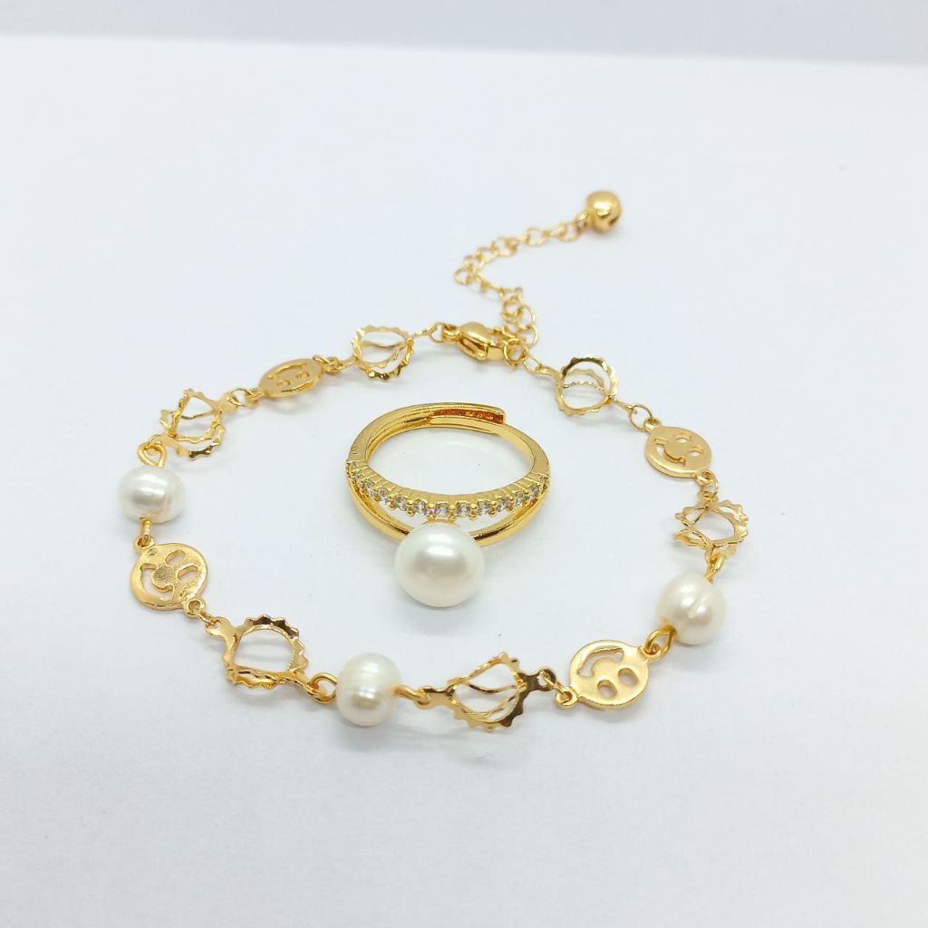 SET GELANG CINCIN MUTIARA AIR TAWAR BERSERTIFIKAT, GELANG CINCIN MUTIARA LOMBOK, SPESIAL GIFT, KADO 