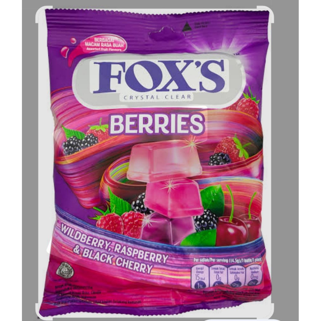 Permen Kristal Bening Fox’s 125g - Rasa Buah Segar, Halal, Praktis Dibawa