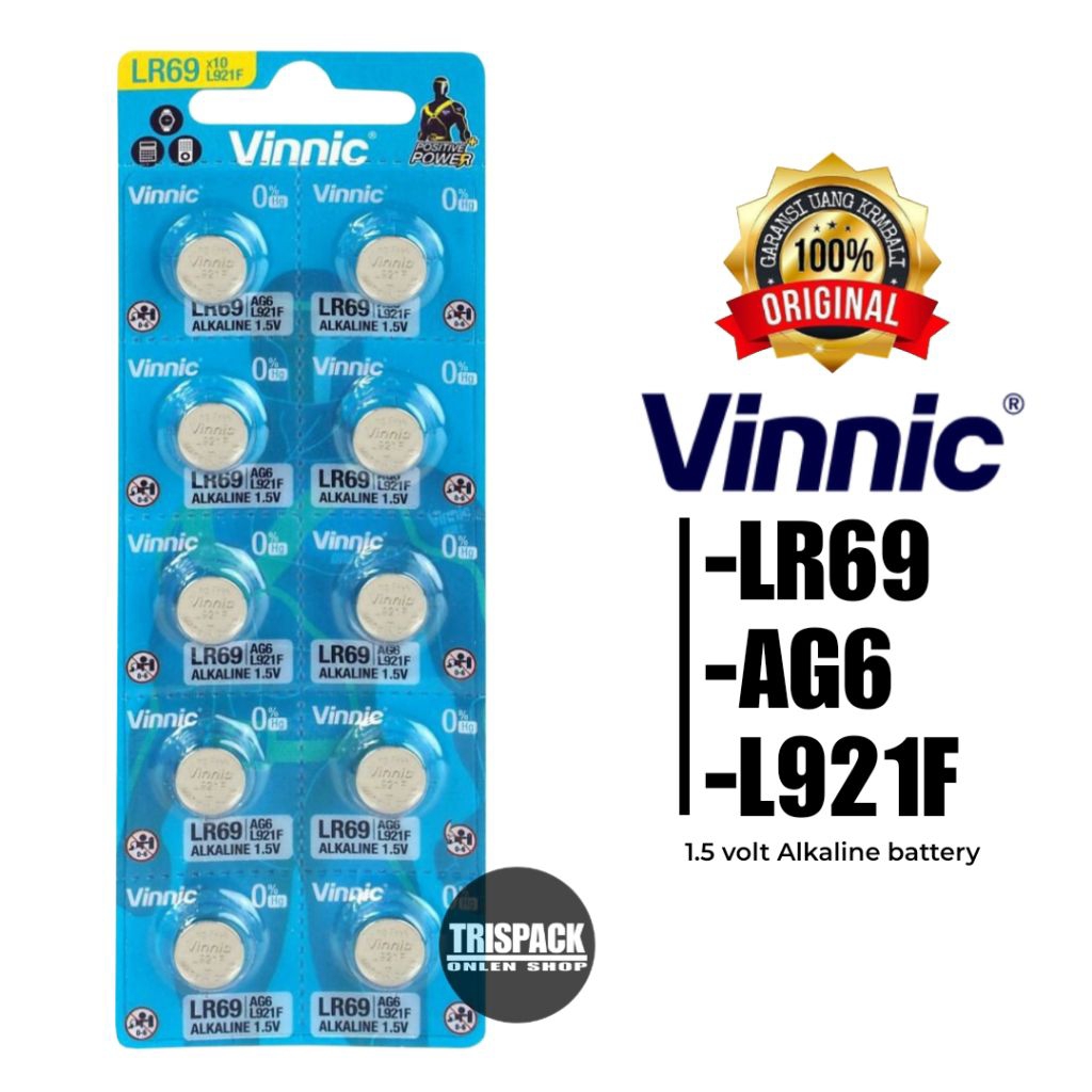 Baterai VINNIC LR69 AG6 L921F 371 SR920SW ORIGINAL BATTERY ALKALINE 1.5 VOLT BATRE JAM TANGAN
