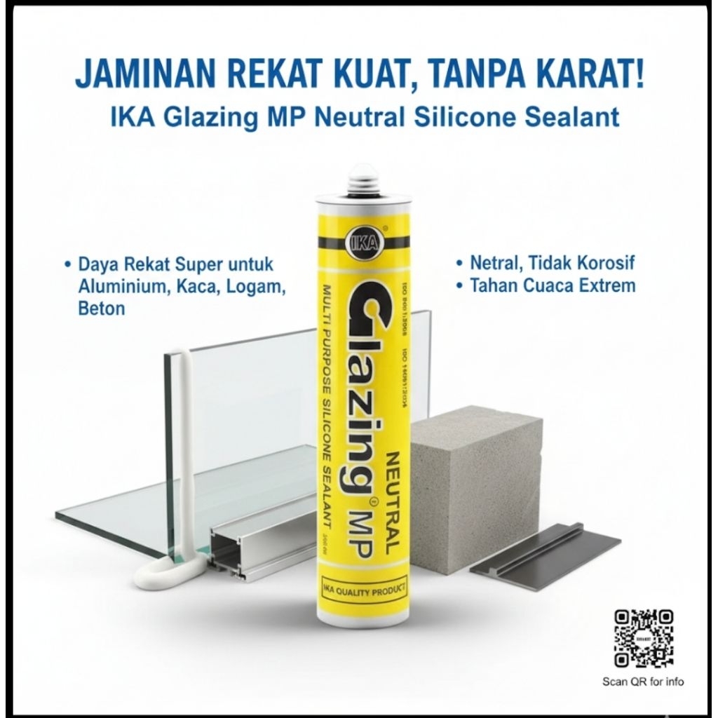 IKA Glazing Silicone sealant netral  lem kaca alumunium/kayu/logam/plastik/metal