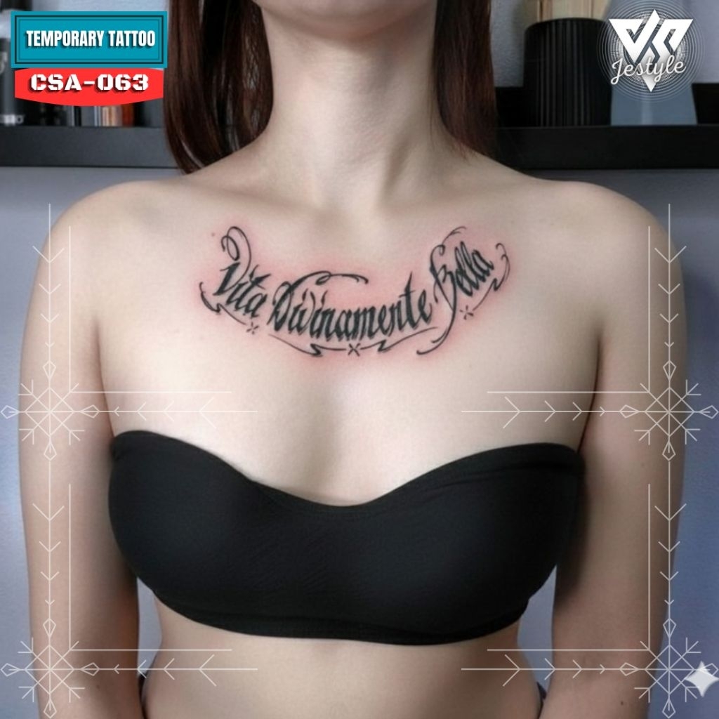 [CSA][HB-063] Tato Temporer Tato Sementara Dada Punggung pria dan wanita tulisan