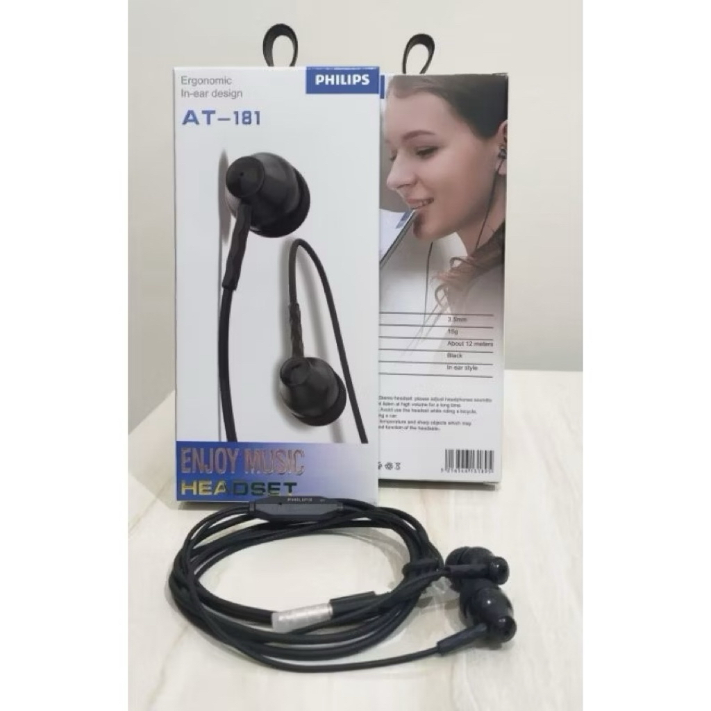 Earphone - Handsfree - Headset PHILIPS AT-181 Extra Bass Enjoy Music Universal + Mic HF AT-181