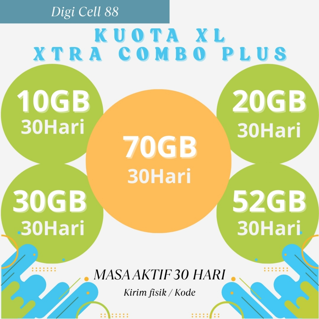 (Fisik/Kirim Kode) Voucher Kuota Internet XL Xtra Combo Plus Reguler 30 Hari | Voucher Data Kuota In