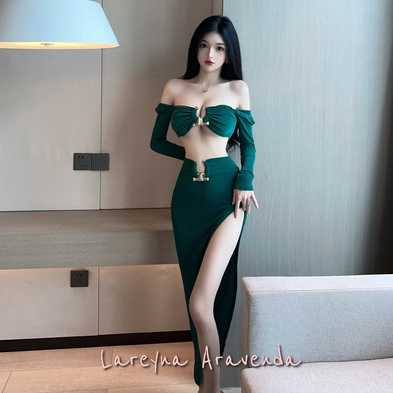 [SDW] pekanbaru/Lareyna Aravenda Set Lingerie + CD Gaun Beludru Lengan Panjang Nightclub LG688 688