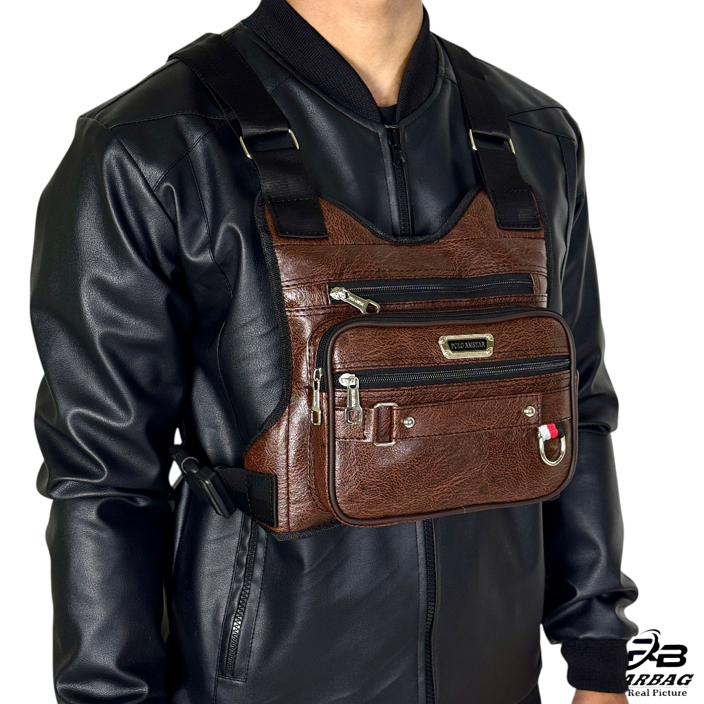 Tas Dada Kulit Terbaru Original Polo Amstar Chest Bag Chest Rig Bag Tas Selempang Dada