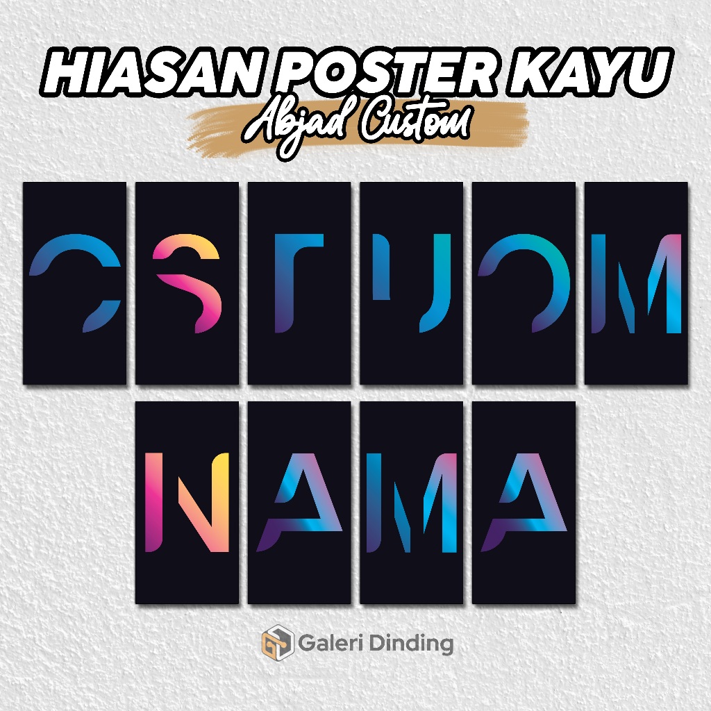 Dekorasi Kamar Anak Poster Kayu Custom Nama – Abjad Huruf Satuan