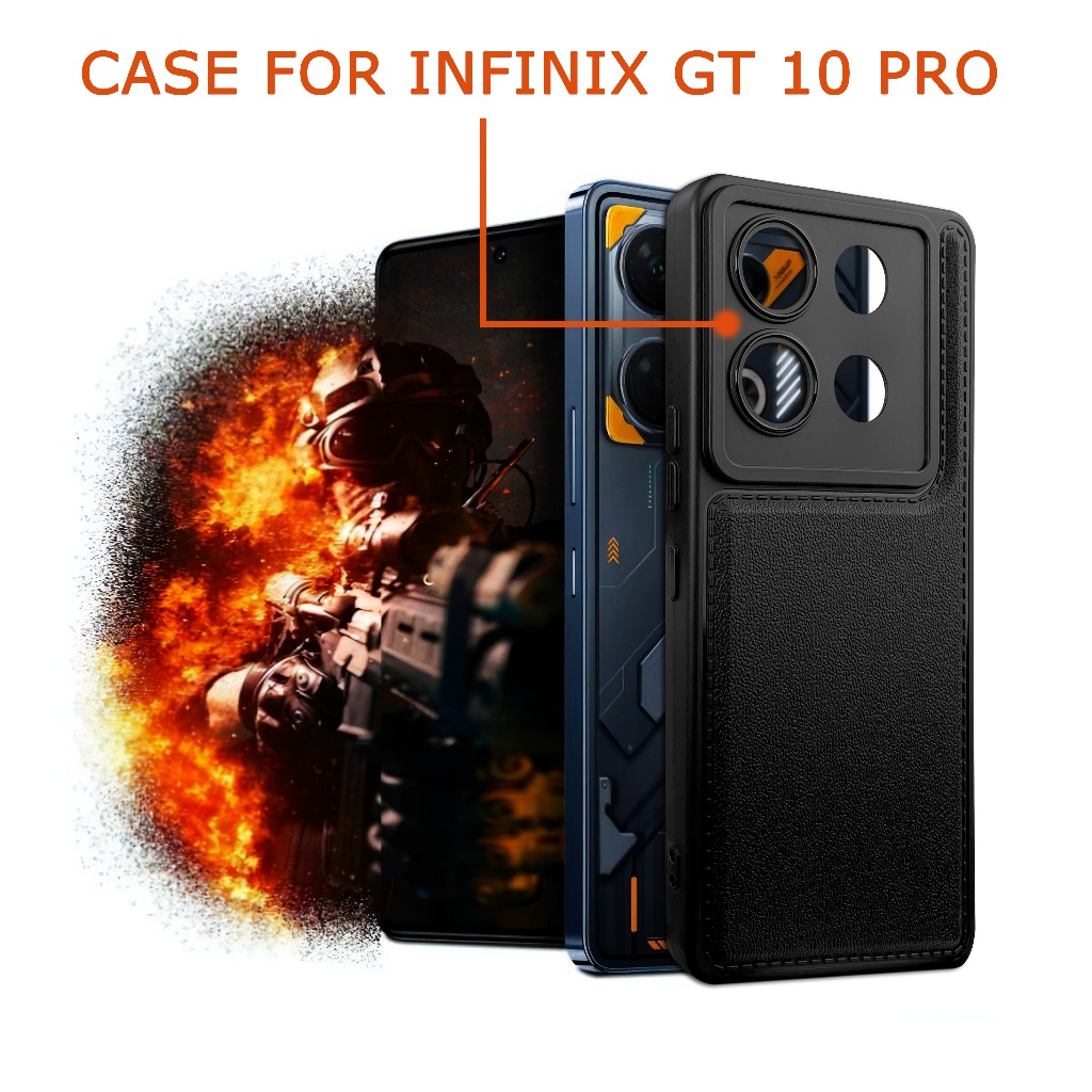 Case Infinix GT 10 Pro 5G Softcase LEATHER BLACK CAMERA PROTECTION Case Casing Hp Infinix GT 10 Pro 