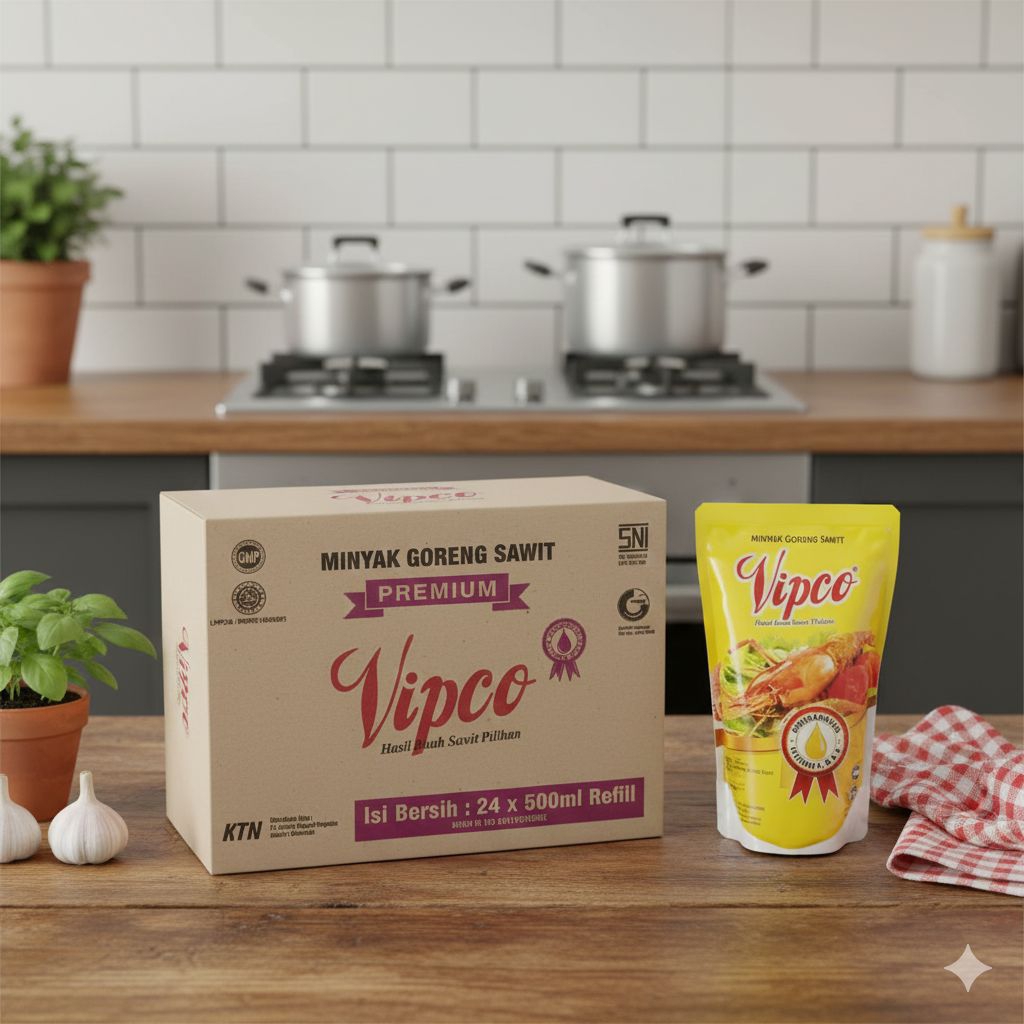 MINYAK GORENG GRANDCO 500ml / VIPCO 500ml karton Dus isi 24 Pouch