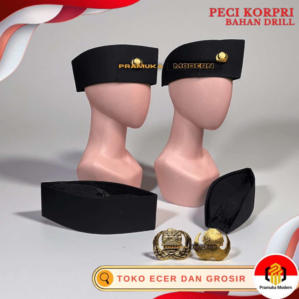 Peci KORPRI BAHAN DRILL  + Pin KORPRI