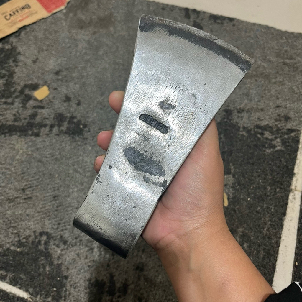 Kampak Kayu Super Tajam Full Baja Sepuhan Tua Ukuran 19 x 9 cm Tebal 2,5 cm Untuk pembelahan Kayu