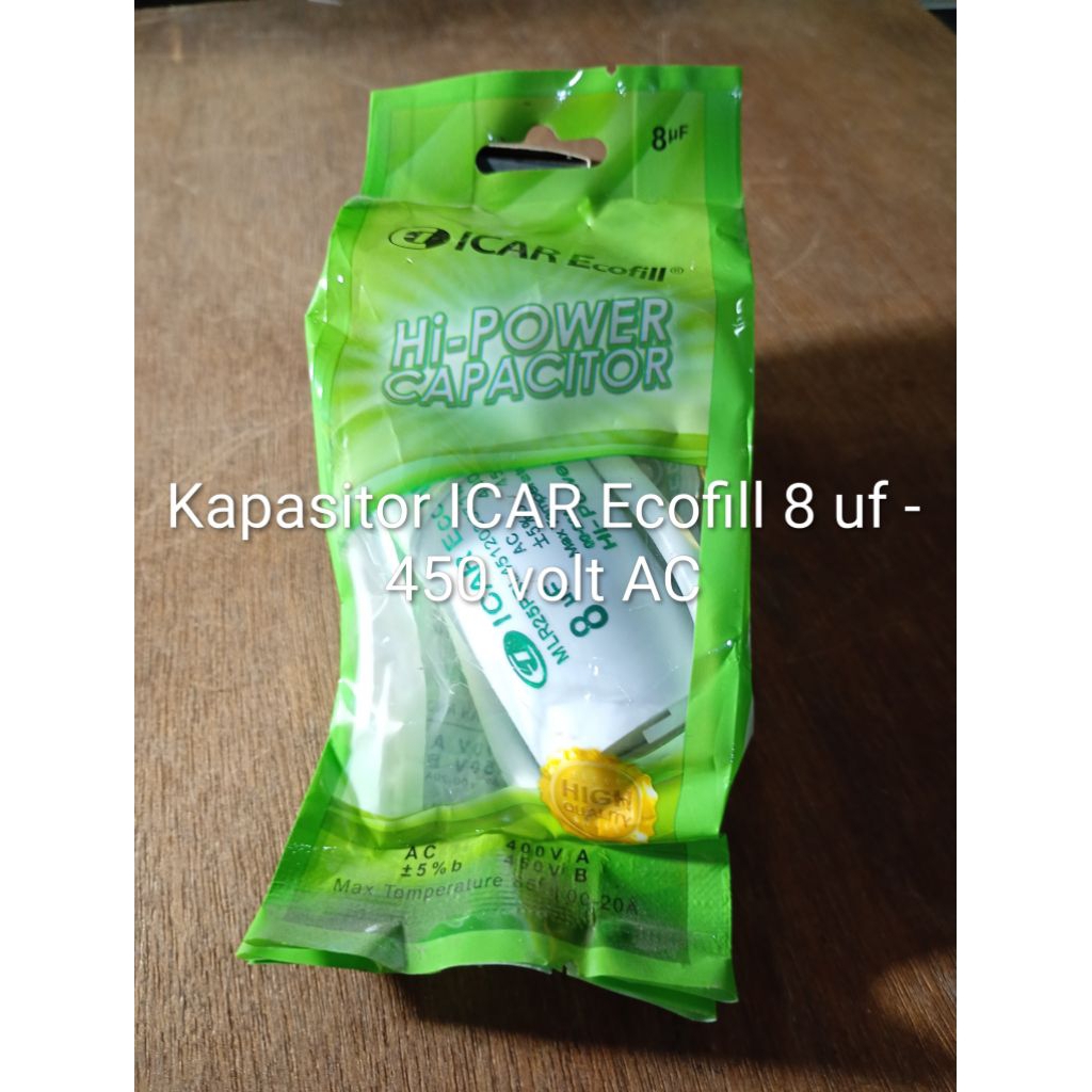 KAPASITOR ICAR Ecofill 8uf-450volt AC BULAT UNTUK DINAMO POMPA AIR
