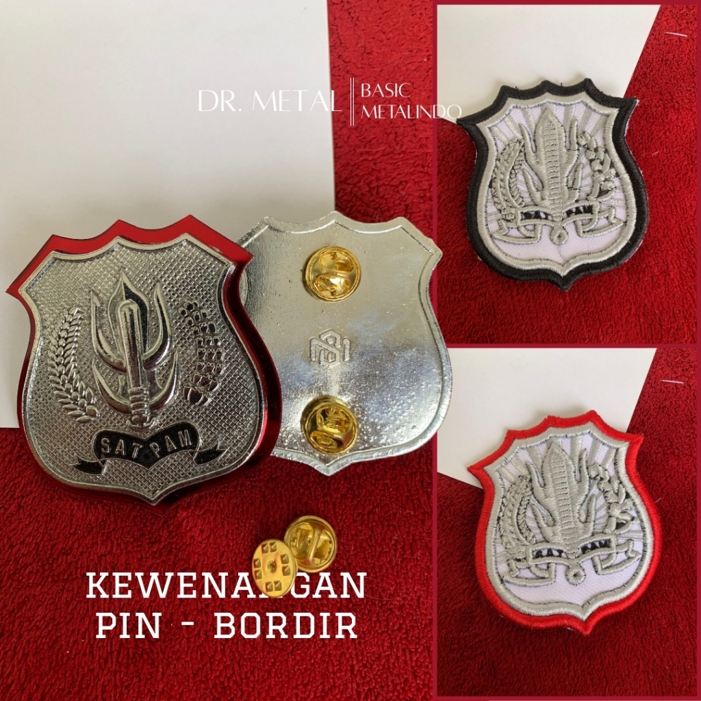 Lencana Kewenangan Satpam Pin Atribut Perlengkapan Security Material Anti Karat
