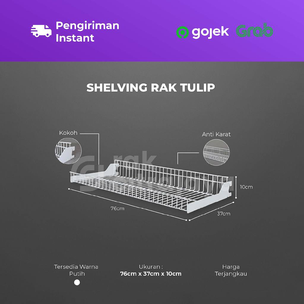 KHUSUS INSTAN ONLY | TULIP | EKSTRA RAK TAMBAHAN KERANJANG SHELVING BESI GONDOLA TOKO DISPLAY
