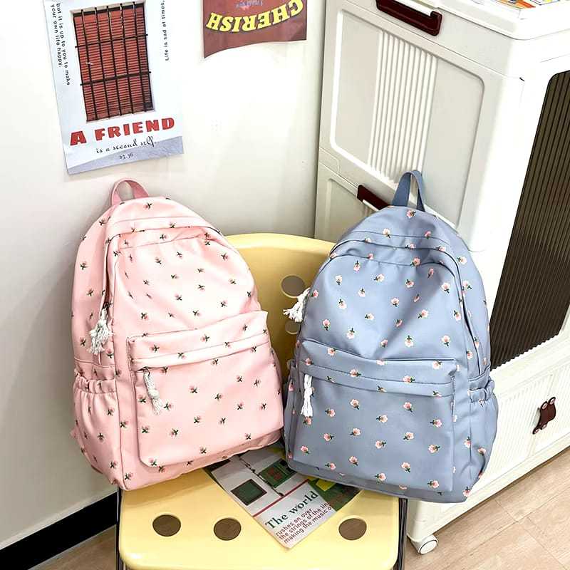 Tas Ransel Wanita sekolah Motif Bunga Besar Korean Style Backpack Sekolah Perempuan Stylis