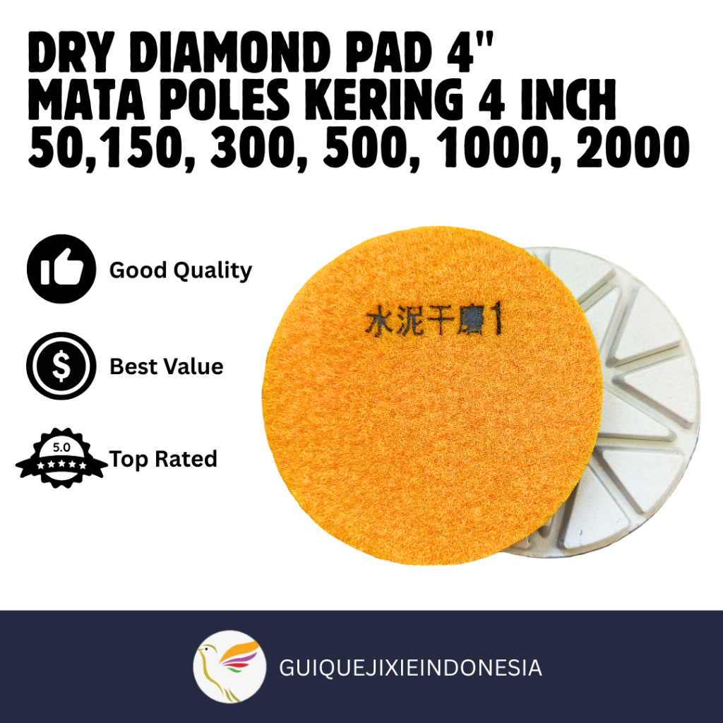 Dry Diamond Pad / Mata Poles Granit Keramik Marmer Kering Grit 50, 150, 300, 500, 1000, 2000 4" inch