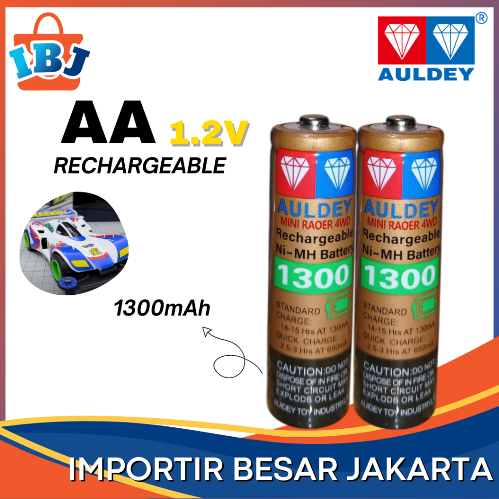 BATERAI BATRE Ni-MH AULDEY AA A2 Rechargeable 2 PCS Battery Batre Cas AULDEY AA A2 1.2V Cas Ulang