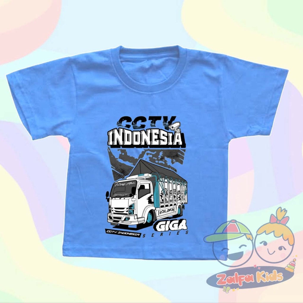 Baju Atasan Kaos Anak truk Canter CCTV Indonesia - Gratis Cetak Nama
