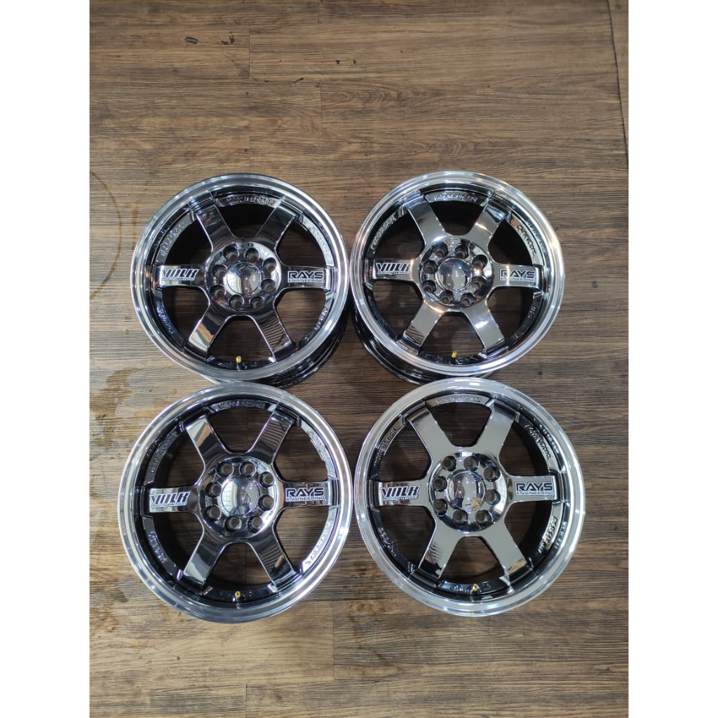 Velg mobil te37 ring 15 seken lebar 65 et41 warna black crome lip polis