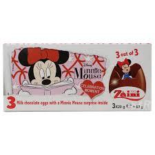 [SDW] pekanbaru/60 gr Isi 3 x 20 gram Zaini Disney Minnie Mouse Milk Chocolate Eggs Cokelat Susu