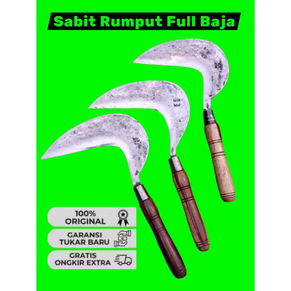 Arit [ Alat Kebun ] Baja Asli - Sabit Pengarit Rumput Siap Pakai