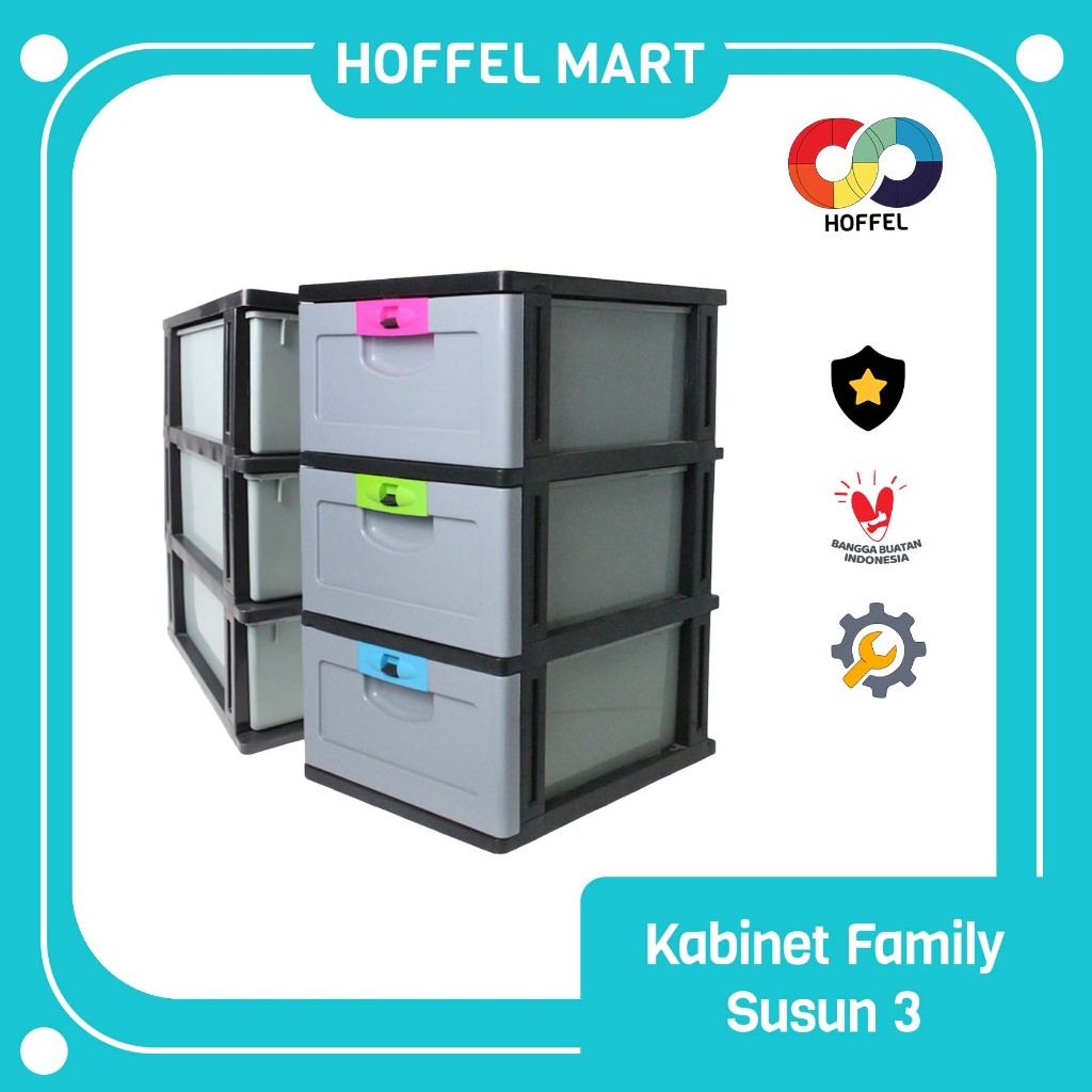 HOFFEL Lemari Kabinet Family Susun 3 Silver - Plastik Murah Serbaguna