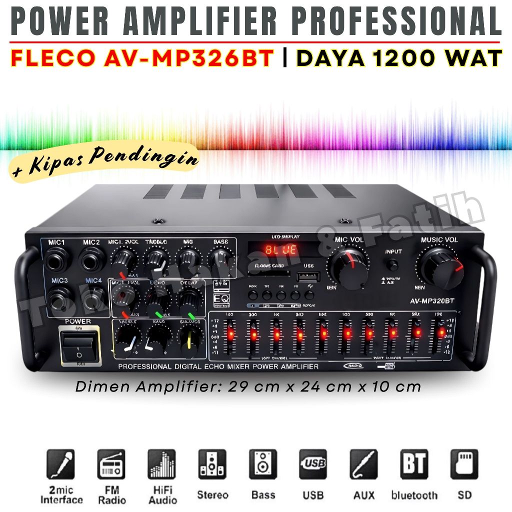 Sunbuck Audio Original Fleco AV-MP326BT - Amplifier AV MP 326 Bluetooth USB/SD/FM/MP3- FLECO TERBARU